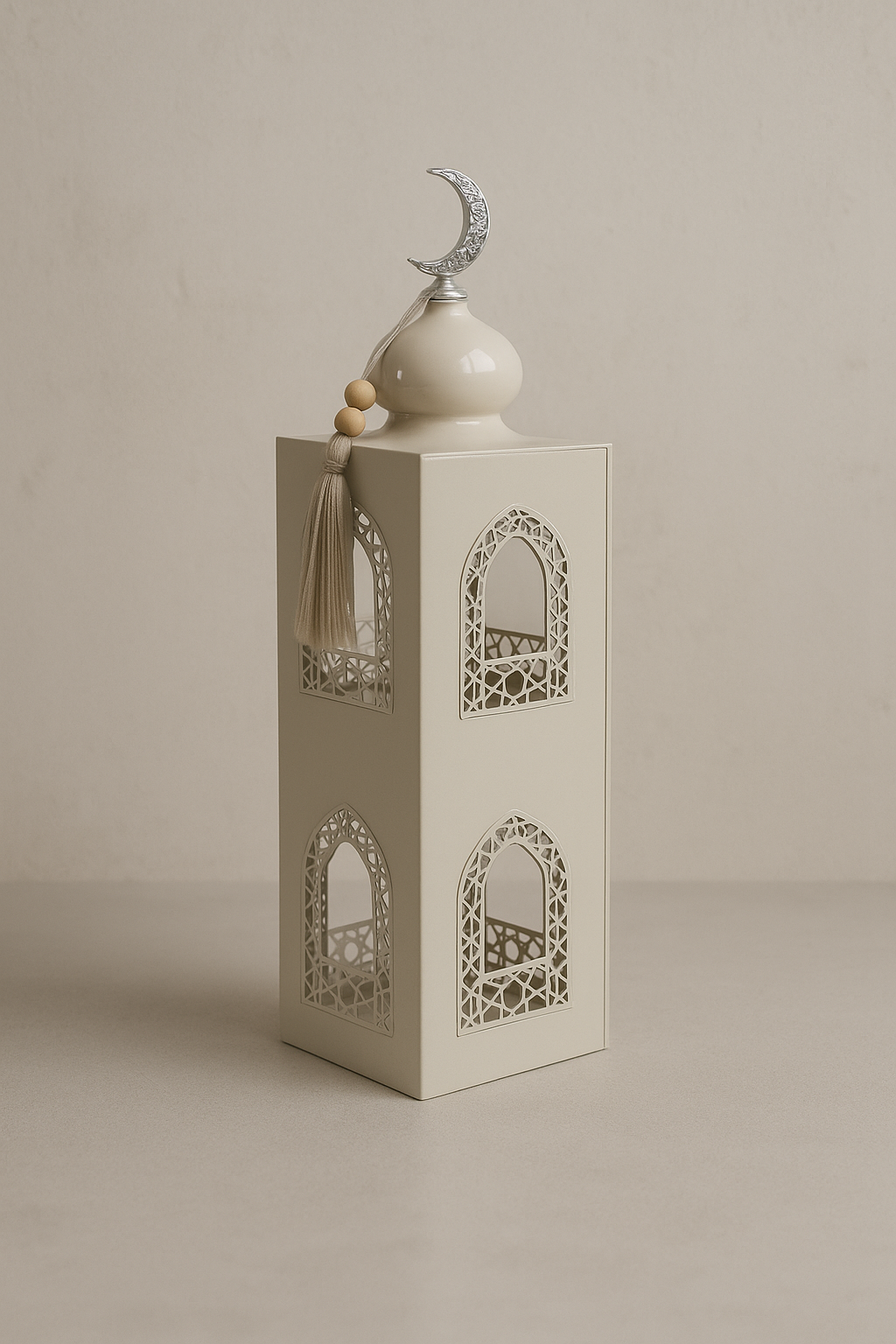 Objet déco en métal sculpté avec détails orientaux, idéal pour table ramadan ou ambiance féérique